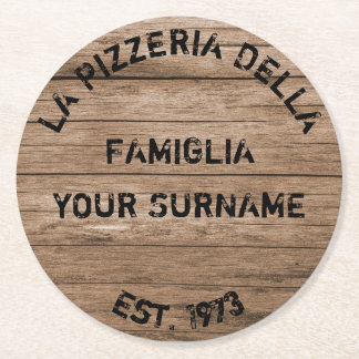 Pizza Party Paper Coaster Wood Effect