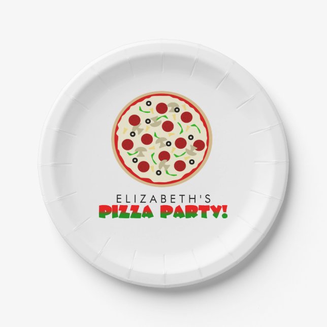 Pizza Party Paper Plate (Front)