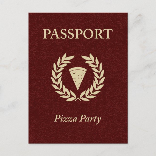 pizza party passport invitation postcard (Front)