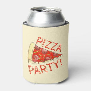PIZZA PARTY! Pepperoni Cheese Pie Slice Pizzeria Can Cooler