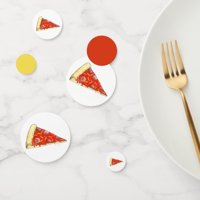 PIZZA PARTY! Pepperoni Cheese Pie Slice Pizzeria Confetti (Group)