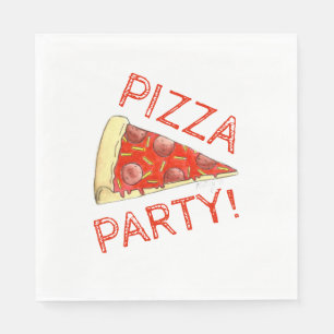 PIZZA PARTY! Pepperoni Cheese Pie Slice Pizzeria Napkin