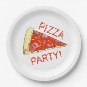 PIZZA PARTY! Pepperoni Cheese Pie Slice Pizzeria Paper Plate