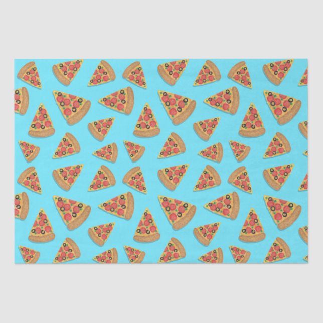 Pizza Party Pepperoni Novelty Blue Tissue Paper (Front)