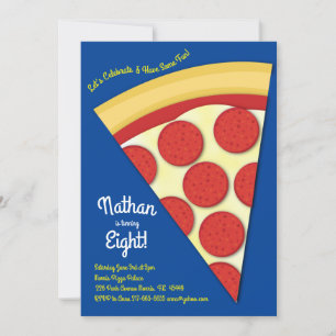 Pizza Party Pepperoni Pizza Slice Invitation