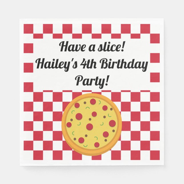 Pizza Party Personalised Napkins (Front)