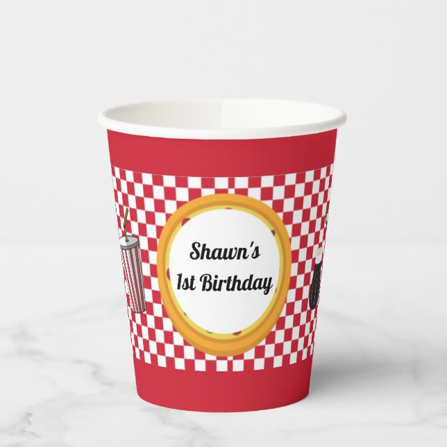 Pizza Party Personalised Paper Cups (Left)