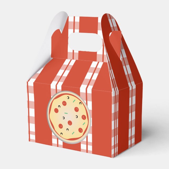 Pizza Party Pie Mix Pizza Plaid Stripes Favour Box (Front Side)
