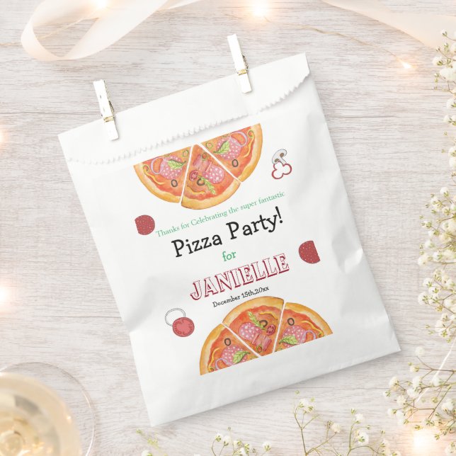 Pizza Party, Pizza Birthday, Slice of Fun    Favour Bags (Clipped)