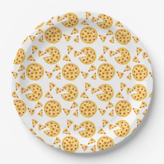 Pizza Party Pizza Pie Paper Plate (Front)