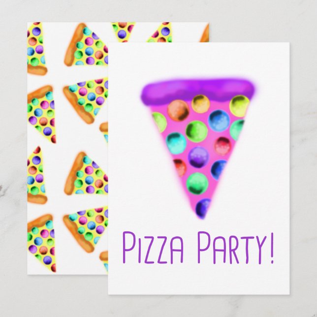Pizza Party (Purple) Invitation (Front/Back)