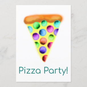 Pizza Party (Rainbow) Invitation