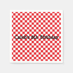 Pizza Party Red Chequered Birthday Party Napkins