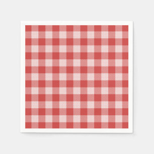 Pizza Party Red Gingham Plaid Paper Napkin
