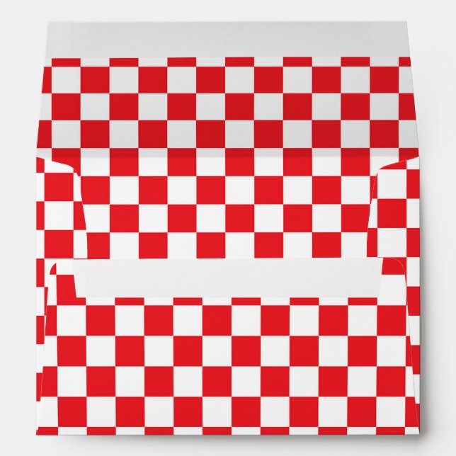 Pizza Party Red White Chequered Invitation Envelop Envelopes (Back (Bottom))