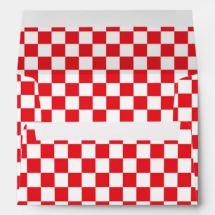 Pizza Party Red White Chequered Invitation Envelopes