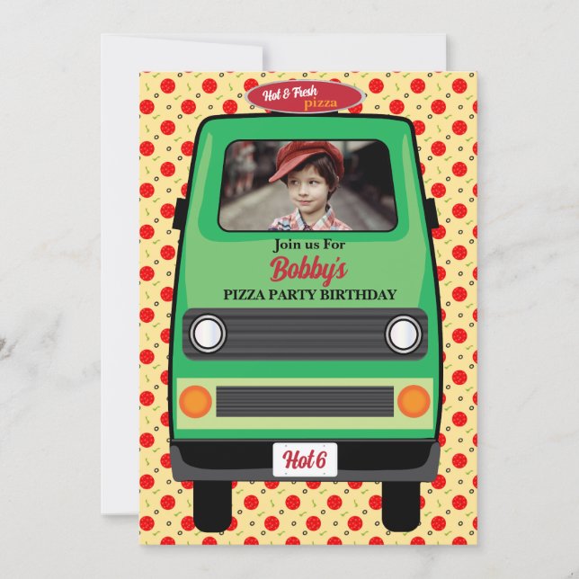 Pizza Party Sleepover Birthday Slumber Party Invitation (Front)