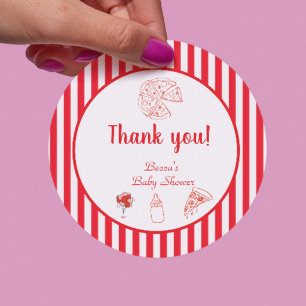 Pizza Party Special Delivery Baby Shower Classic Round Sticker
