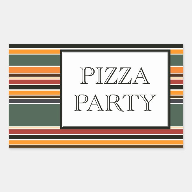 pizza party stripes rectangular sticker (Front)