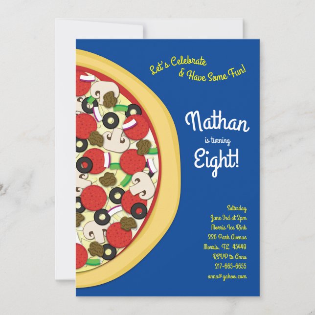 Pizza Party Supreme Combo Pizza Invitation (Front)