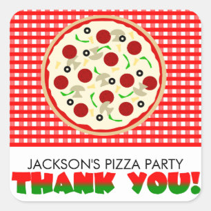 Pizza Party Thank You Favour Stickers