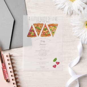 Pizza Party Theme Watercolor Baby Shower Love Vellum Invitations