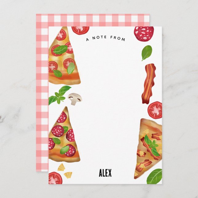 Pizza Party Theme Watercolor Birthday Kids Card (Front/Back)