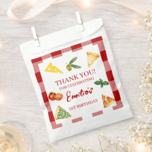 Pizza Party Theme Watercolor Kids Birthday Party Favour Bags