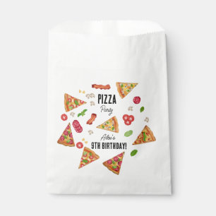 Pizza Party Theme Watercolor Kids Birthday Party Favour Bags