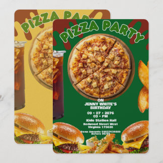 Pizza Party Themed Invitation