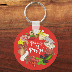 Pizza Party Toppings Italian Food Pizzeria Pie Key Ring