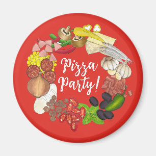 Pizza Party Toppings Italian Food Pizzeria Pie Magnet