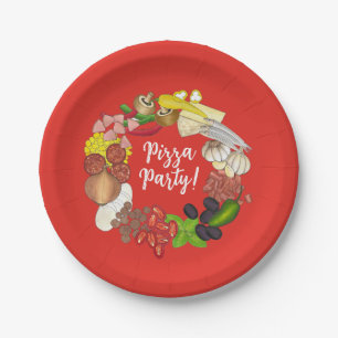 Pizza Party Toppings Italian Food Pizzeria Pie Paper Plate