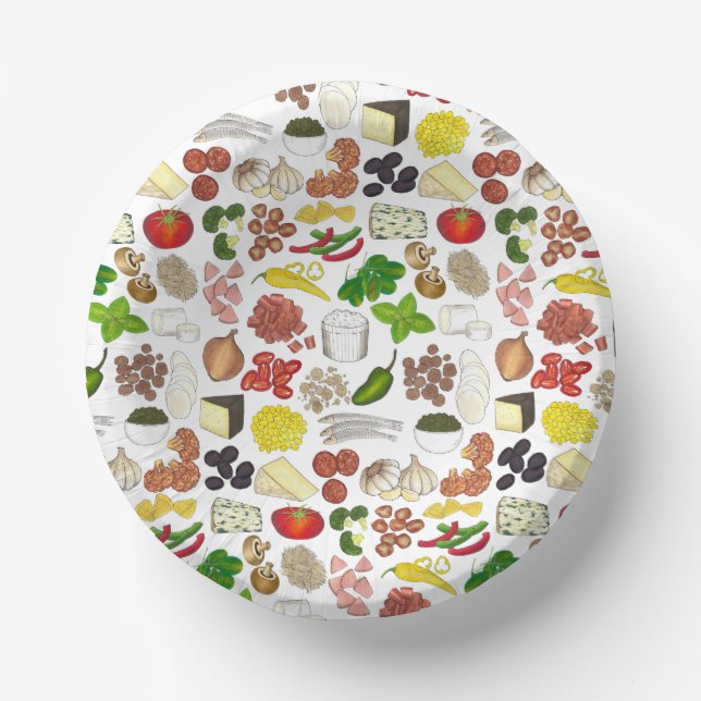 Pizza Party Toppings Italian Food Pizzeria Pie Paper Plate (Front)