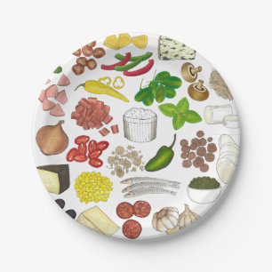 Pizza Party Toppings Italian Food Pizzeria Pie Paper Plate