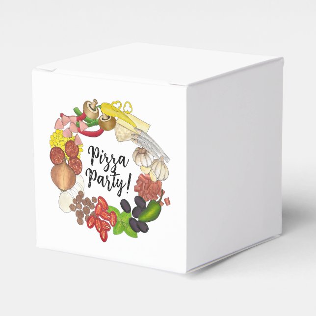 Pizza Party Toppings Make Your Own Birthday Decor Favour Box (Front Side)