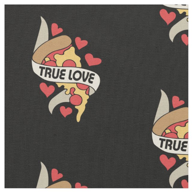 Pizza party true love fabric (Close Up)