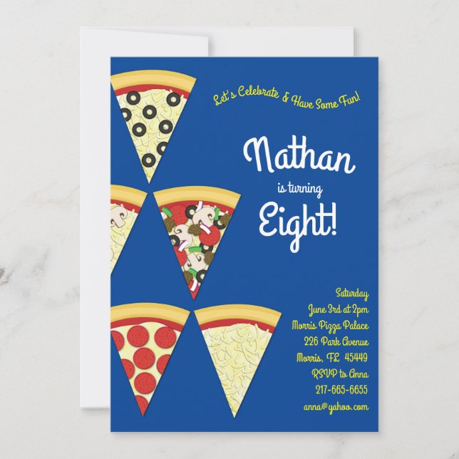 Pizza Party Various Pizza Slices Invitation (Front)
