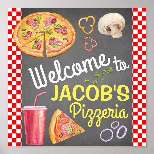 Pizza Party Welcome Sign (Front)