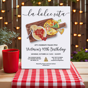 Pizza & Pasta Party Birthday Italian Dinner Invitation