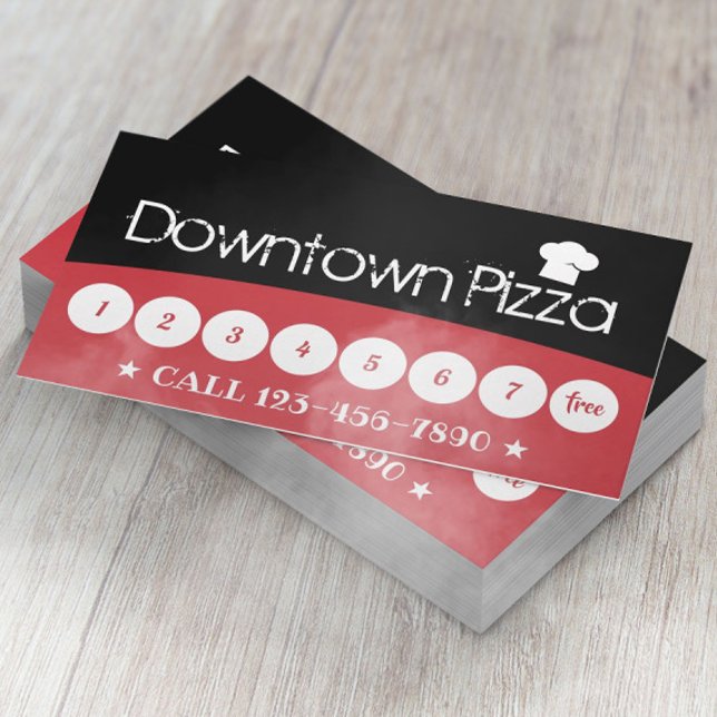 Pizza Pasta Restaurant Black & Red Loyalty (Creator Uploaded)