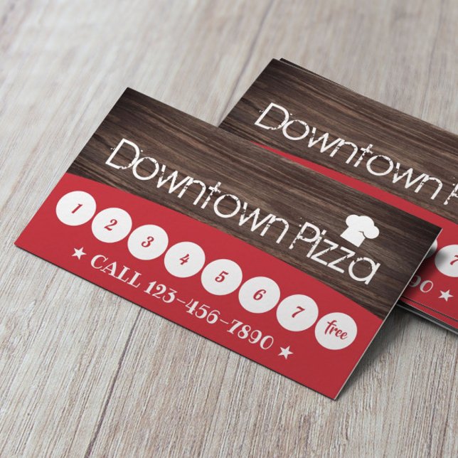 Pizza Pasta Restaurant Rustic Wood Loyalty Card (Creator Uploaded)