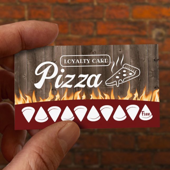 Pizza Pasta Restaurant Rustic Wood Loyalty Card (Creator Uploaded)