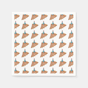 pizza pattered with birthday hat napkin