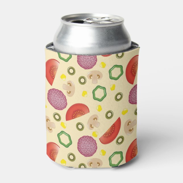 Pizza Pattern 2 Can Cooler (Can Front)