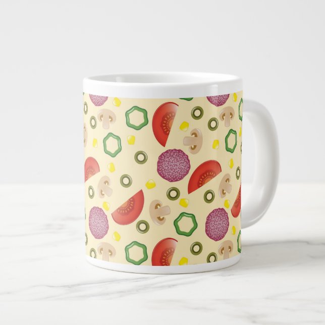 Pizza Pattern 2 Large Coffee Mug (Front Right)