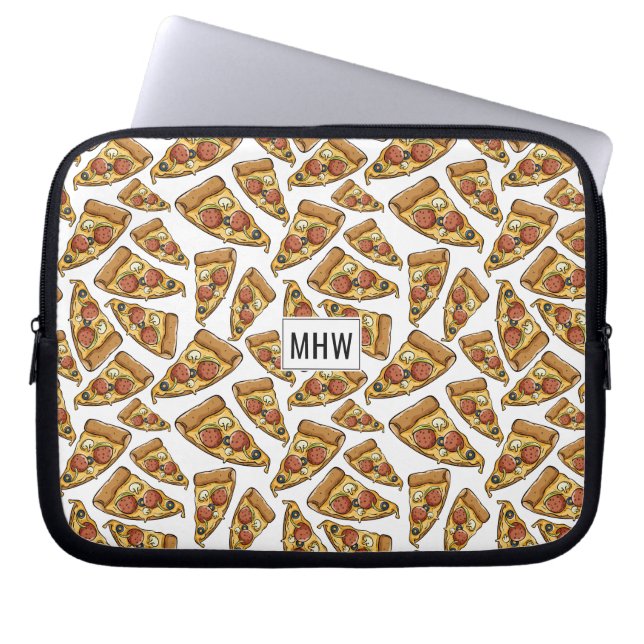Pizza Pattern custom monogram laptop sleeves (Front)