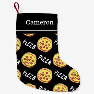 Pizza Pattern Custom Name Small Christmas Stocking