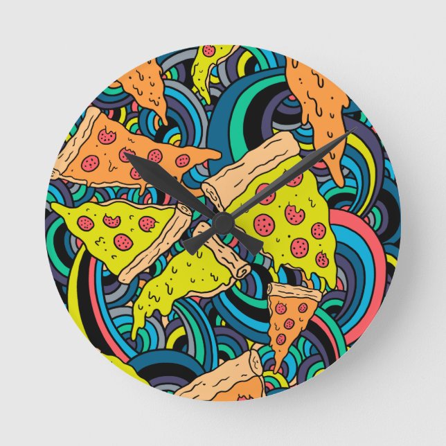 Pizza pattern round clock (Front)