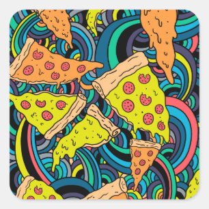 Pizza pattern square sticker